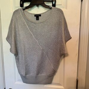 White House Black Market Short Sleeve Sweater Metallic Top Size Small NWOT